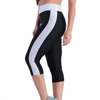 Ženske joge hlače visoki struk Tummy Control Workout Capris gamaše bočni džepovi Duksevi