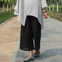 Ženske kaprione hlače Sawvnm Ženske ženske ženske guste boje elastične struke pamučne i posteljine velike