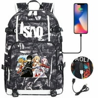 Bzdaisy multi-džepni ruksak s USB punjenjem i 15 '' prijenosom prijenosnog računala - Art SWORT Online tema Unise za djecu Teen