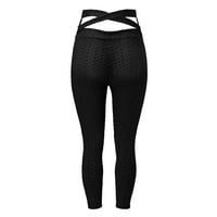 TAWOP Women Fashic Print Yoga hlače plus veličina casual visoke sportske hlače u obliku struka Crne