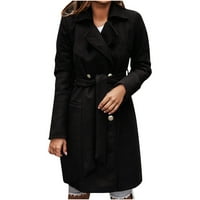 Blueeeek ženska jesen i zimski vuneni tkanini kaput jaknu dugačak jaknu dugačak kaput