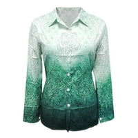 Ženska modna majica modne bluze Top Ležerni gradijentni ispis Splice rukava s rukavima Ogrlica s rukavima,