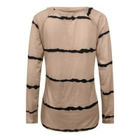 Žena Casual Stripe Print V-izrez dugih rukava T-majice Bluza Loose Top Žene Solid Color Top Spande Majica