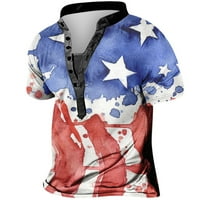 Muška modna dana neovisnosti Ispisani labavi kratki rukav pulover na vrhu bluze casual majica za zvanje,