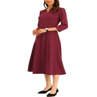 ALLEGRA K Ženska radna kancelarija Elegantna rukava V izrez A-line haljina