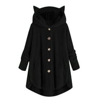 Zimski kaputi za žene lagane dugih rukava Fuzzy gornji odjeća casual vanjski kaput s kapuljačom