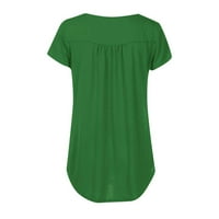 Kaveitl ženske majice, ženski ljetni puni okrugli dugmaći za vrata plutajući kratki rukav Green, m