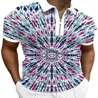 Haite Muška kratka rukava kravata majica Fitness zip up bluza Tenis rever izrez 3D digitalni tisak T