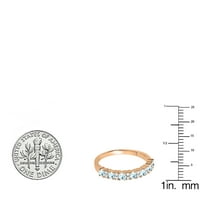 DazzlingRock kolekcija okrugla Aquamarine i bijeli dijamantni svadbeni modern za žene za žene u 14K ružino zlato, veličine 5