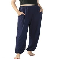 GLONME DAMIES SLEEPEWER Čvrsta boja plus veličine pantalone Pocket pantalone Dance Futtsy Lounge Pant