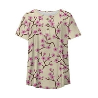 Atinetok majice kratkih rukava za žene Trendy Casual gumb dolje cvjetni vrhovi Ležerne prilike Elegantni