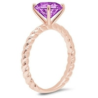 2. CT sjajan okrugli rez CLEAR simulirani dijamant 18k ružičasto zlato pasijans prsten sz 9.75