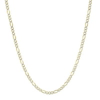 FIGARO LINK PAVE 2-tonska lanac ogrlica Real 10k žuto zlato - čvrsto