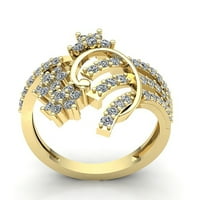 1.5ct okrugli rez Diamond Dame Bridal Accent Cvjetni godišnjica vjenčana traka od pune 18k ruža, bijela