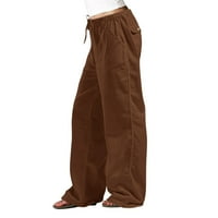 Knqrhpse Cargo Hlače Žene Žene Ležerne prilivne labave džepove Elastične pojaseve struke Duge pantalone