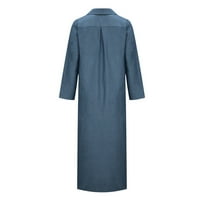Haljine za čišćenje za žene Ljeto Ogrlica s dugim rukavima Duge suknje s dugim rukavima svijetlo plava