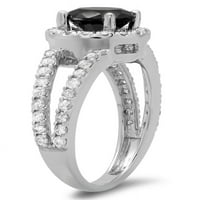 DazzlingRock kolekcija 2. Carat 14K Crno-bijeli dijamant Bridal Split Shank Halo Angažman prsten, bijelo zlato, veličine 7