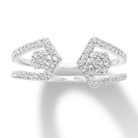 Fini nakit Sterling Silver Diamond Dekonstruisani modni prsten, veličina 7