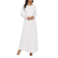 Ljetne haljine za ženske ležerne čvrste abaya dugih rukava pod sunčanom haljinom