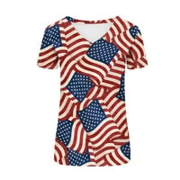Ljeto plus veličine Izlazi vrhove za žene V-izrez Dan neovisnosti Ispiši majice Modne udobne ženske bluze vrhovi 4. jula Outfits za žene na klirensu