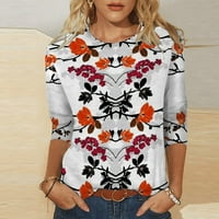 USMIXI majice za žene Lagana udobna labava fit moda cvjetna tee vrhova ljetni trendi leptir print rukava