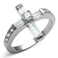 Luxe nakit dizajnira ženski prsten u obliku nehrđajućeg čelika sa okruglim kubičnim cirkonijom, veličine 7