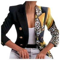 Ženski vrhovi ženski modni ispisani vitki kaput dugih rukava dvostruka jakna s dvostrukom bluzom