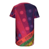 Ženski motički dan TUNIC-a za nošenje sa gamašima Ljeto kratkih rukava Grafički cvjetni majica scoop vratna bluza