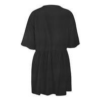 Ženska modna casual s kratkim rukavima s kratkim rukavima s V-izrezom kratka haljina crna l
