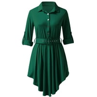 Fall Maxi haljine za žene plus veličine Ležerne košulje dugih rukava Dress Radni remen gumni gumb dolje
