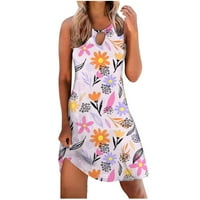 Gallickan Summer Plus Veličina Maxi haljina Boho cvjetna tiskana haljina Summer bez rukava plaža Mini