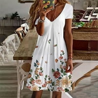 Suknja Ljetna haljina za žene Ležerne prilike Cvjetni print Kratki rukav Dress Haljina: Dame za sunčanje