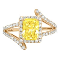 2.1ct smaragdni rez žuta simulirana dijamant 14k žuti zlatni gravirajući izveštaj godišnjica Angažovanje