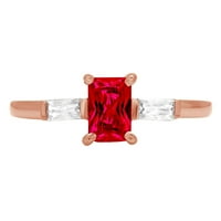 0,8ct smaragdni rez crveni simulirani ruby ​​18k ružičasto zlato Angažovanje kamena prstena veličine 6