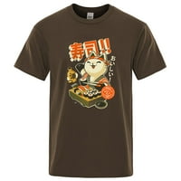 Jhpkjjapan sushi chef cat crtioons muškarci majica prevelika labava odjeća ulica pamučne majice modne majice casual majica majica
