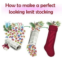 14 '' božićni pleteni čarape paketice, naiščeljavanje čarapa, burgundija i bjelokosti