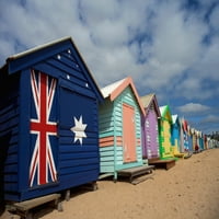 Slikane kutije za kupanje u nizu Brighton Beach South Australia Photo Art Print Crni drveni okviran