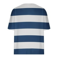AOKSEE Bluze za žene modni casual plus size scenski cvjetovi tiskati majicu V-izrez na vrhu mornarice