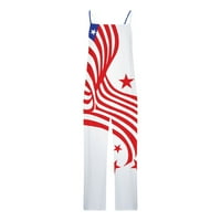 Široki skakači za žene Dressy Day nezavisnosti USA Zastava za zastavu Summer bez rukava V izrez Sling