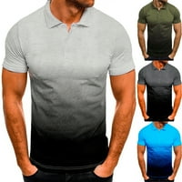 DXhmoneyh Muške klasične fit golf majice kratki rukav mekani gradijentni šarže, majice casual slim fit