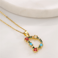 Rush ženske ogrlice - Engleski slovo D Privjesak ogrlica umetnula šarene dragulje lanca Clavicle Ženski