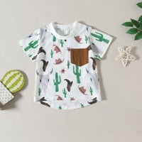 Virmaxy 0-3t Toddler Boys Fashion Slatki kratki rukav Top traper Print casual džepne kratke hlače Podesite