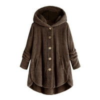 Plus veličine plišani ženski kaput vrhovi jakne od jakne od vune labavi kapuljač kapuljača