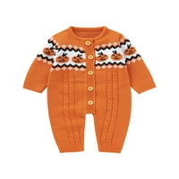 Džemper od pletenja za bebe Rompers Halloween bundeve tipka za tih dugih rukava za novorođene novorođenčad