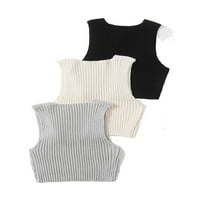Ženski džemper prsluci casual obrez obično duboko u vratu višebojni s