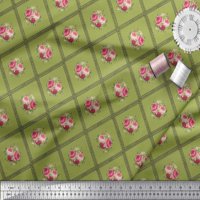 Provjera tkanine Soimoi Poly Georgette, lišće i ruža cvjetna dekor tkanina od tiskanog dvorišta
