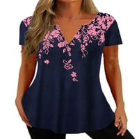 Majica za žene luxplum v izrez majica kratki rukav ljetni vrhovi prozračni pulover dnevni odjeća, ružičasta