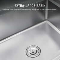 Wilprep sudoper za pranje posuđa W Backsplash bazin za teške vode i više odjeljka