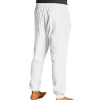 Odeerbi muške pamučne platne hlače sa dvostrukim džepovima dugme visoko struk hlače elastične struke
