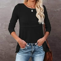 Riforla ženska majica s dugim rukavima Crewneck labava majica šuplje pletenje tee vrhovi ženskog pulover